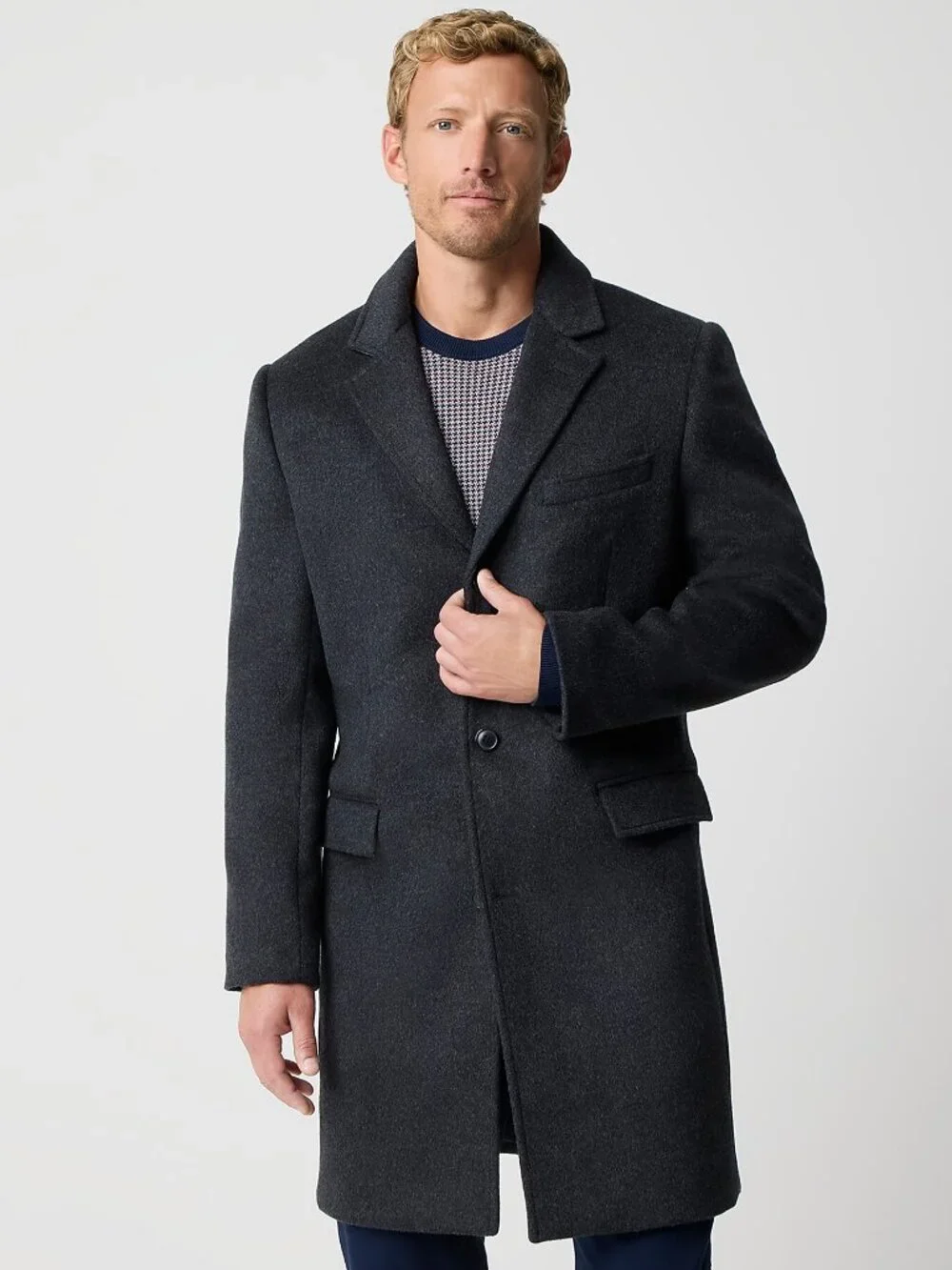 J. Crew Men's Dark Charcoal Gray Wool Blend Topcoat Size 42 NEW $450